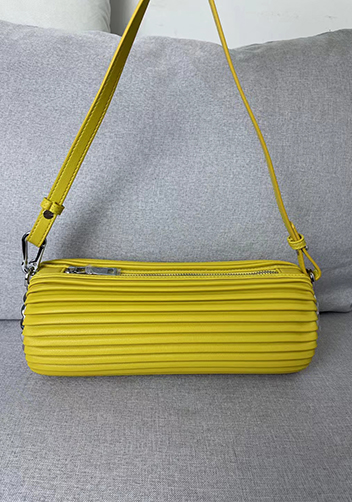Adrienne Pleated Bracelet Leather Pouch Silver Yellow