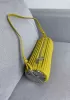 Adrienne Pleated Bracelet Leather Pouch Silver Yellow