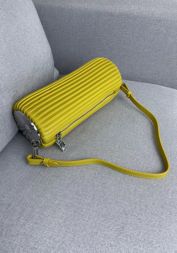 Adrienne Pleated Bracelet Leather Pouch Silver Yellow