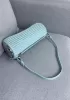Adrienne Pleated Bracelet Leather Pouch Silver Light Blue