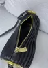 Adrienne Pleated Bracelet Leather Pouch Gold Black