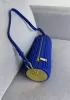 Adrienne Pleated Bracelet Leather Pouch Gold Blue