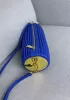 Adrienne Pleated Bracelet Leather Pouch Gold Blue