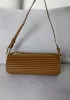 Adrienne Pleated Bracelet Leather Pouch Gold Camel