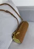 Adrienne Pleated Bracelet Leather Pouch Gold Camel