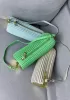 Adrienne Pleated Bracelet Leather Pouch Gold Green