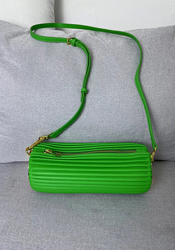 Adrienne Pleated Bracelet Leather Pouch Gold Parakeet Green