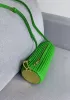 Adrienne Pleated Bracelet Leather Pouch Gold Parakeet Green