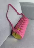 Adrienne Pleated Bracelet Leather Pouch Gold Pink