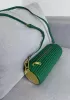 Adrienne Pleated Bracelet Leather Pouch Gold Racing Green