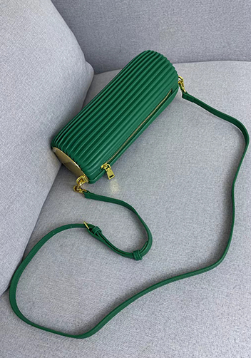 Adrienne Pleated Bracelet Leather Pouch Gold Racing Green