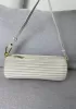 Adrienne Pleated Bracelet Leather Pouch Gold White