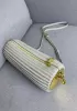 Adrienne Pleated Bracelet Leather Pouch Gold White