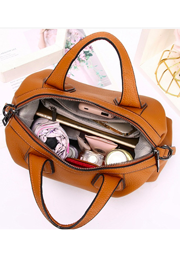 Christi Grain Leather Medium Bag Camel