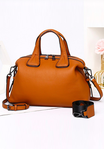 Christi Grain Leather Medium Bag Camel