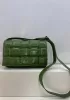 Mia Plaid Square Leather Medium Shoulder Bag Avocado