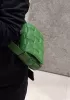 Mia Plaid Square Leather Medium Shoulder Bag Avocado