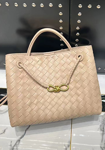 Allegria Woven Large Leather Shoulder Bag Beige