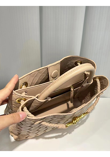 Allegria Woven Large Leather Shoulder Bag Beige