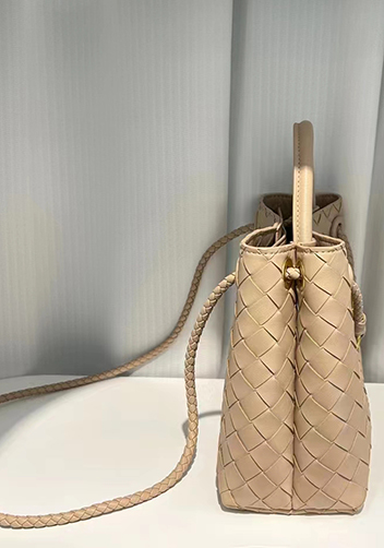 Allegria Woven Large Leather Shoulder Bag Beige