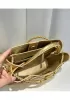 Allegria Woven Large Leather Shoulder Bag Gold