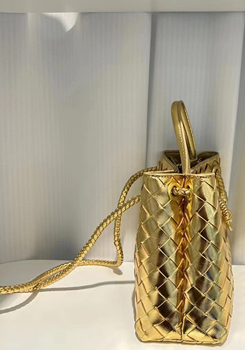 Allegria Woven Large Leather Shoulder Bag Gold
