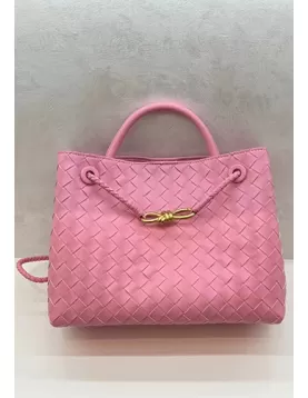 Allegria Woven Large Leather Shoulder Bag Pink