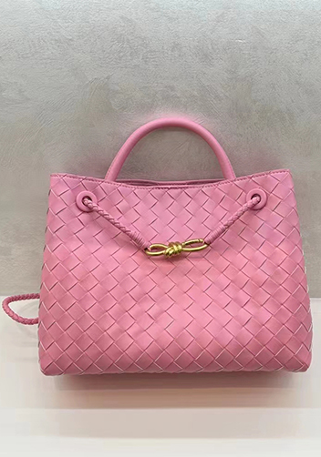 Allegria Woven Large Leather Shoulder Bag Pink