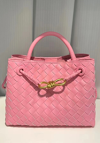Allegria Woven Large Leather Shoulder Bag Pink