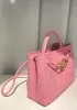 Allegria Woven Large Leather Shoulder Bag Pink