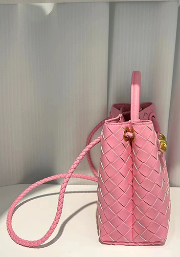 Allegria Woven Large Leather Shoulder Bag Pink