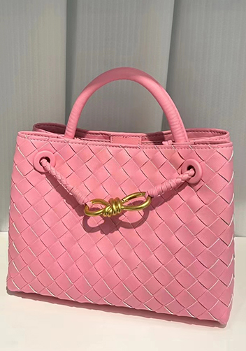 Allegria Woven Large Leather Shoulder Bag Pink