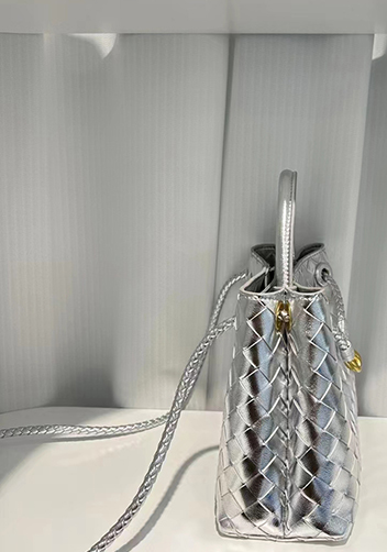 Allegria Woven Large Leather Shoulder Bag Silver