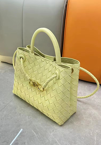 Allegria Woven Large Leather Shoulder Bag Yellow