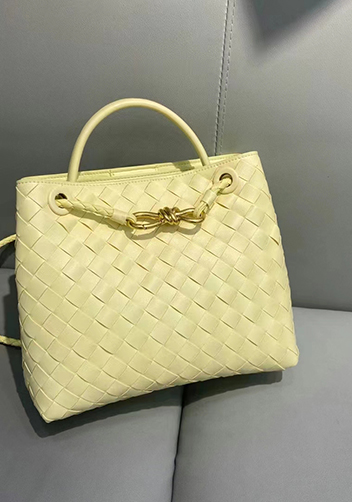 Allegria Woven Large Leather Shoulder Bag Yellow