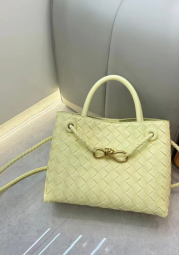 Allegria Woven Large Leather Shoulder Bag Yellow