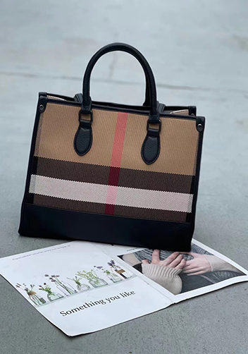 Louisa Canvas Leather Medium Shopping Tote Black
