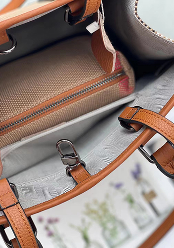 Louisa Canvas Leather Medium Shopping Tote Brown