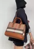 Louisa Canvas Leather Medium Shopping Tote Brown