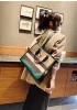 Louisa Canvas Leather Medium Shopping Tote Green