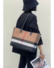 Louisa Canvas Leather Tote Black