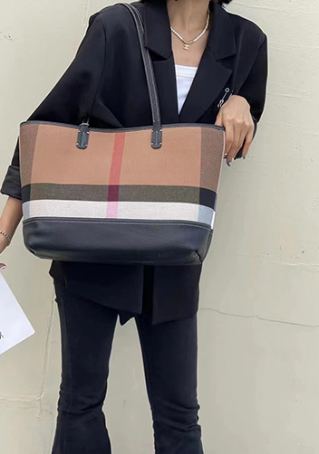 Louisa Canvas Leather Tote Black