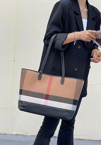 Louisa Canvas Leather Tote Black
