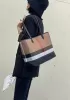 Louisa Canvas Leather Tote Black