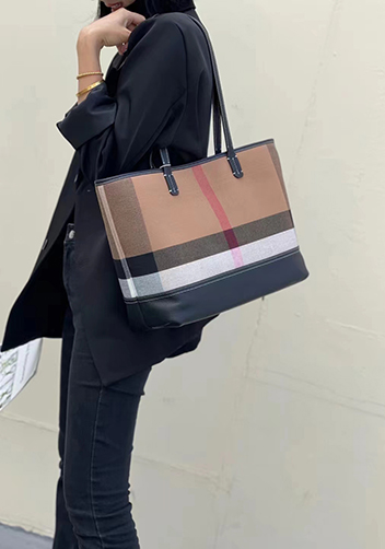 Louisa Canvas Leather Tote Black