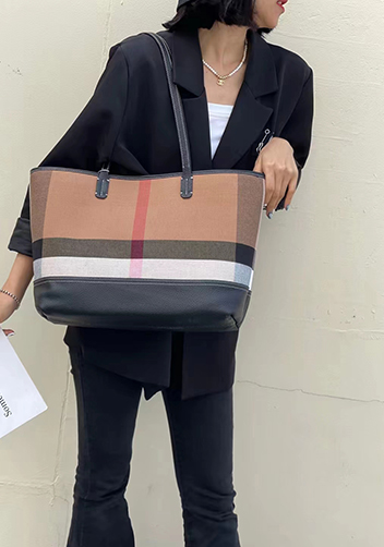 Louisa Canvas Leather Tote Black