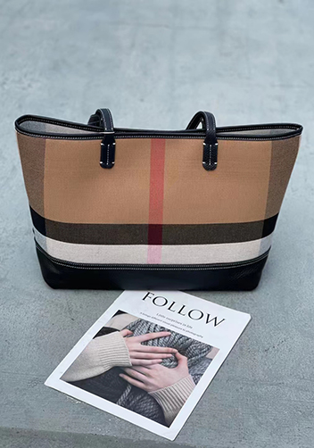 Louisa Canvas Leather Tote Black