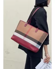 Louisa Canvas Leather Tote Burgundy