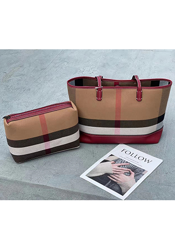 Louisa Canvas Leather Tote Burgundy