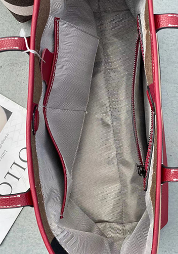 Louisa Canvas Leather Tote Burgundy